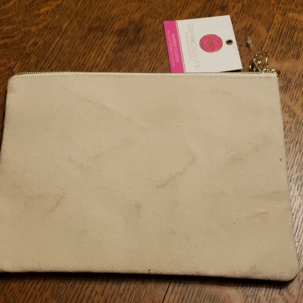 NWT Makeup Clutch, Canvas & Gold